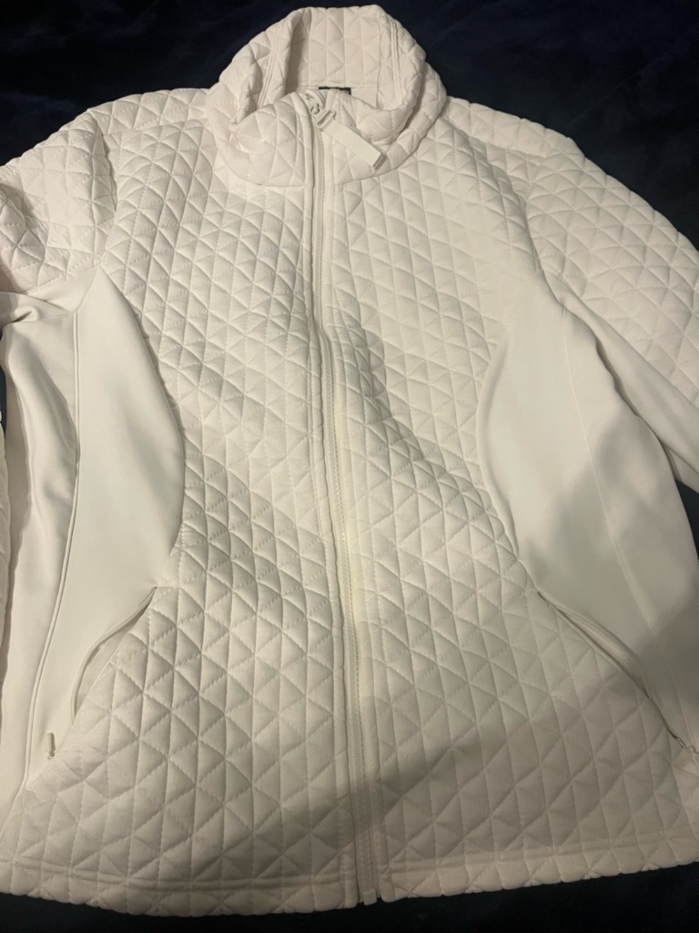 Avia White Quilted Full-Zip Quilted Jacket with Stand Collar